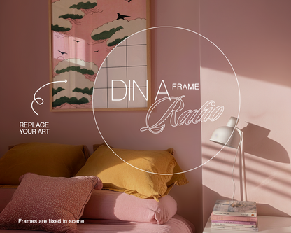 DIN A Frame Side-Angle View Pink Bedroom Mockup