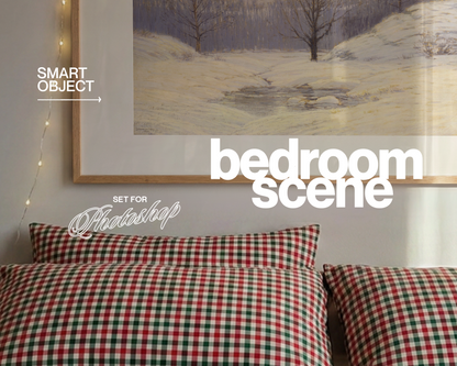 Vertical Frame Festive Bedroom Mockup
