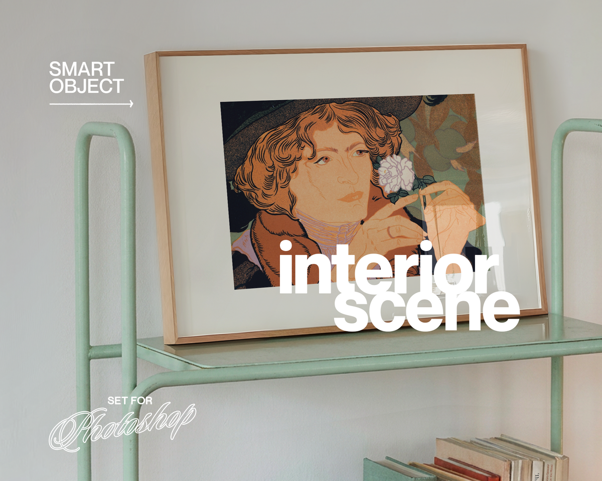 DIN A Landscape Frame on Retro Shelf Mockup