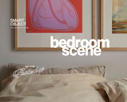Set of Two Frames Lilac Sheets Bedroom Mockup