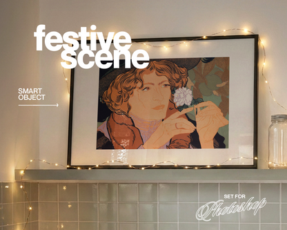 Vertical Frame Festive Bedroom Mockup