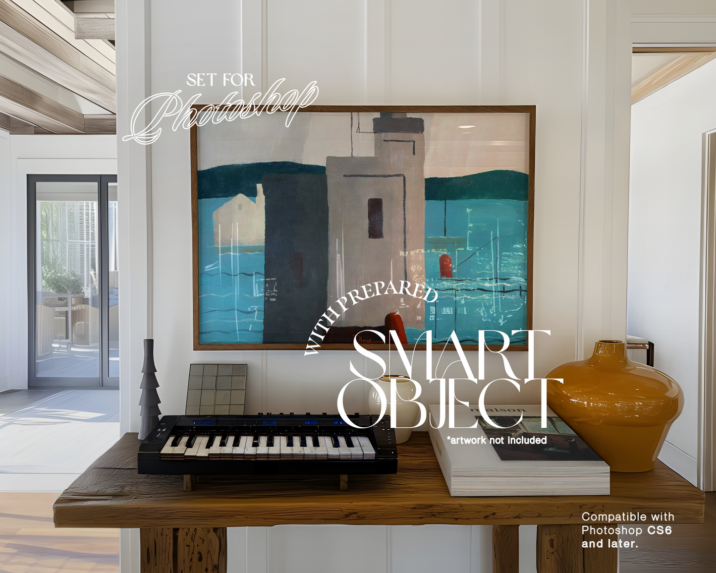 DIN A Landscape Frame Retro Boho Interior Mockup