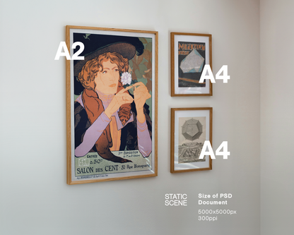 A2 and A4 Frames in Minimalist Scene Mockup