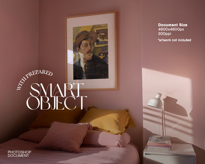 DIN A Frame Side-Angle View Pink Bedroom Mockup