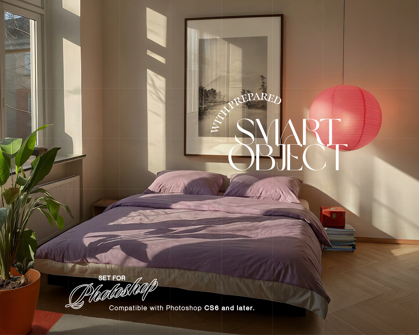 DIN A Vertical Frame Vibrant Bedroom Mockup