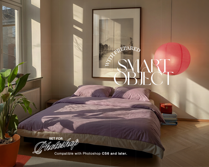 DIN A Vertical Frame Vibrant Bedroom Mockup