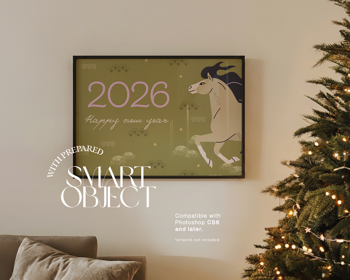 DIN A Landscape Frame on Christmas Mockup