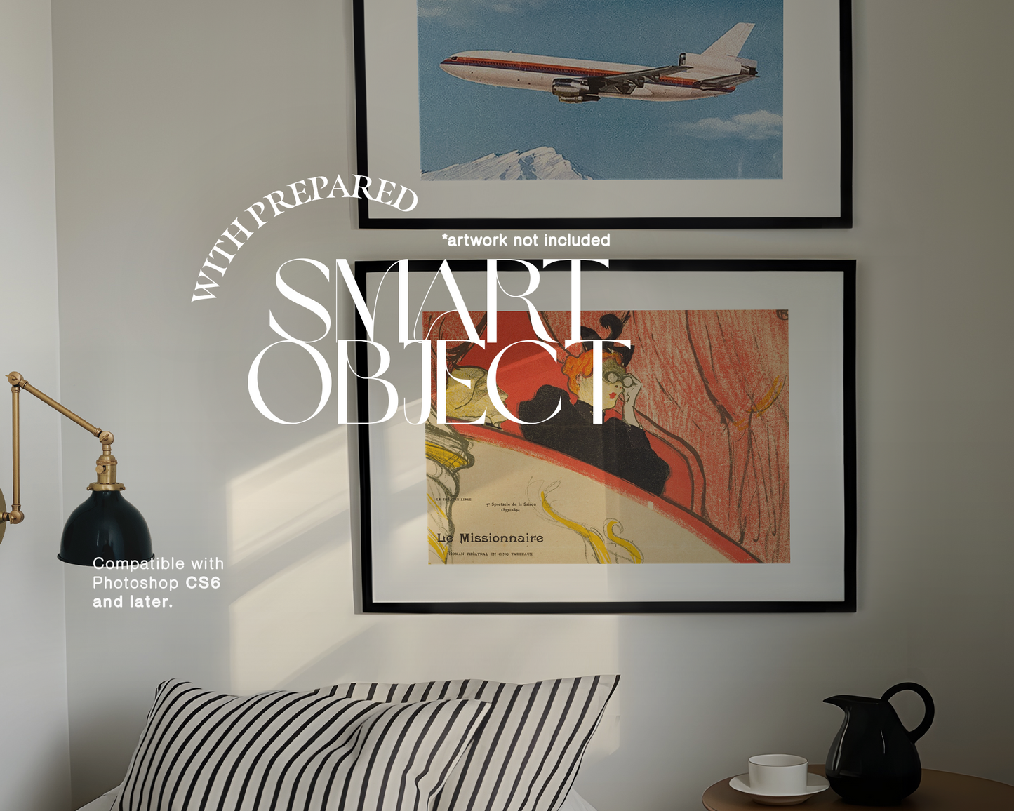 DIN A Set of Two Black Frames in Bedroom Scene Mockup