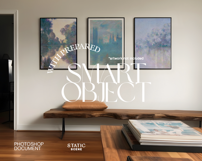 3 DIN A Black Frames Bohemian Interior Mockup