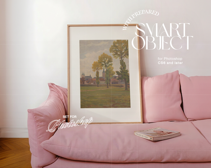 DIN A Frame on Pink Couch Mockup