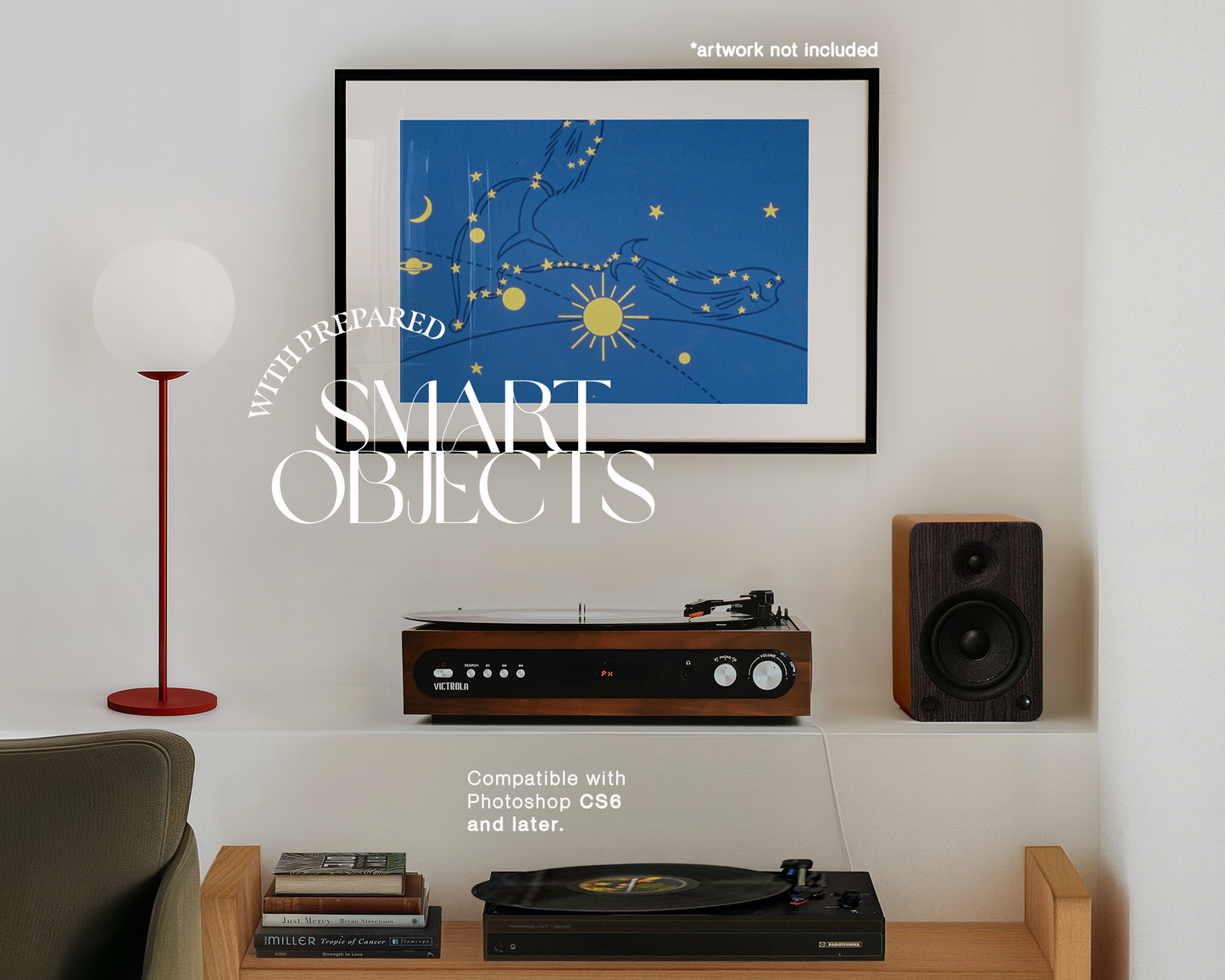 A3 Black Landscape Frame in Retro Minimalist Interior