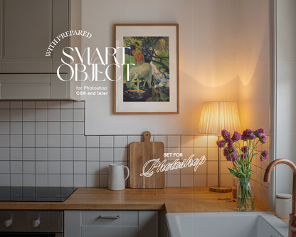 A3 Vertical Frame in Warmly Lit Kitchen Mockup