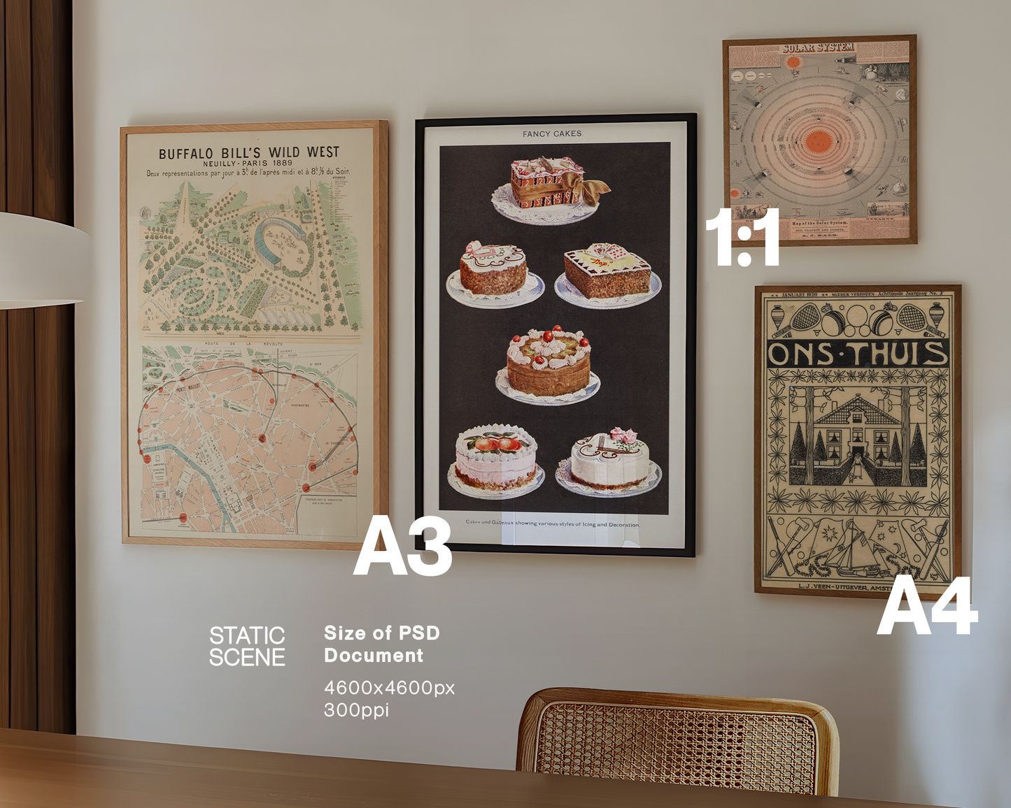 DIN A and 1x1 Gallery Wall Dining Mockup