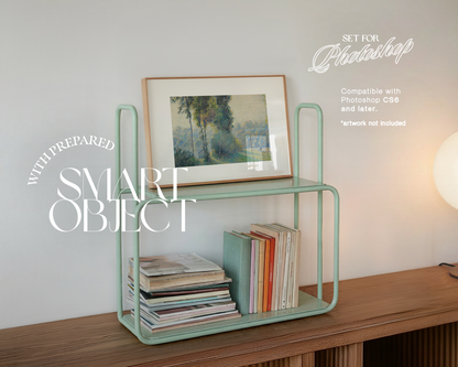 DIN A Landscape Frame on Retro Shelf Mockup