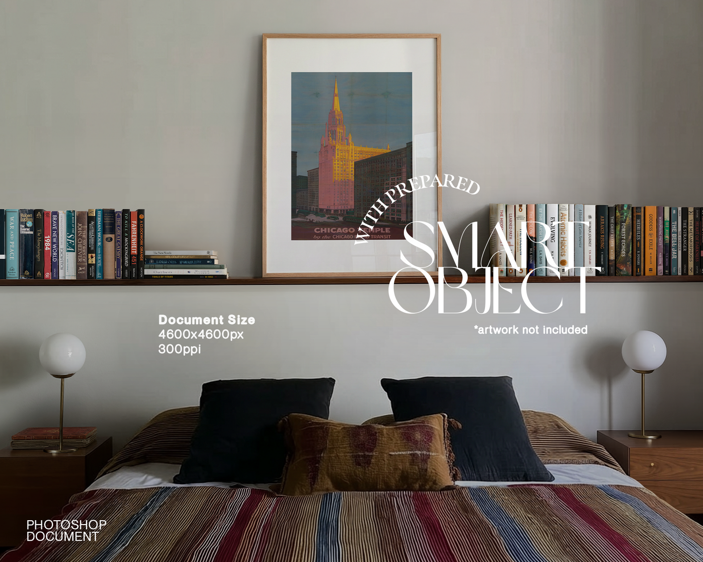 DIN A Vertical Frame Bohemian Bedroom Mockup