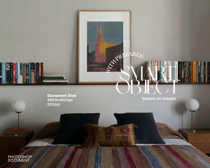 DIN A Vertical Frame Bohemian Bedroom Mockup