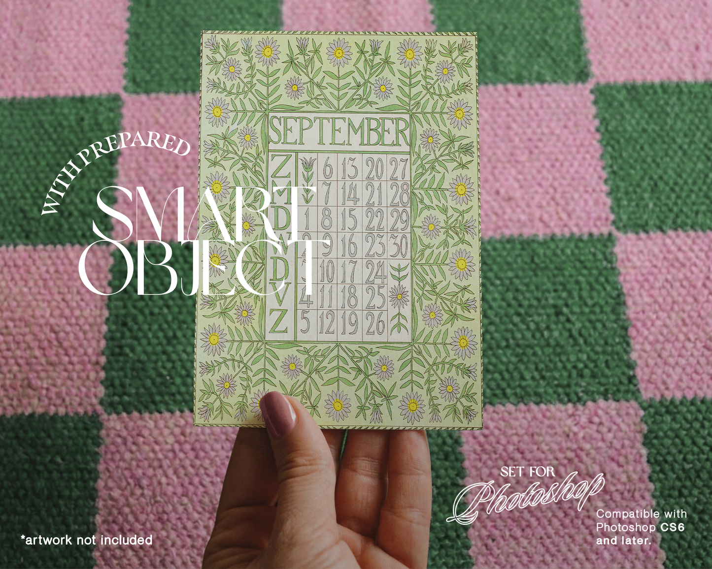 A5 Poster with Retro Checkerboard Rug Mockup