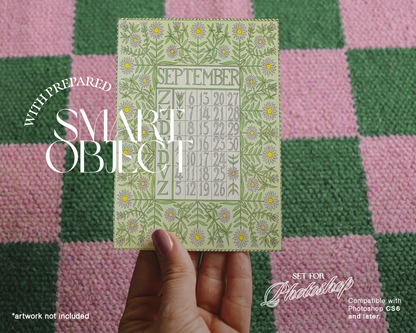 A5 Poster with Retro Checkerboard Rug Mockup