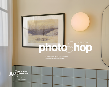 DIN A Landscape Frame in Retro Bathroom Mockup