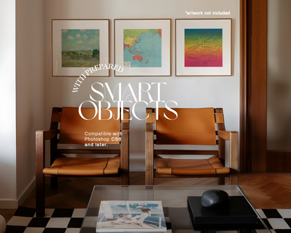 Three Square Frames in Retro Interior