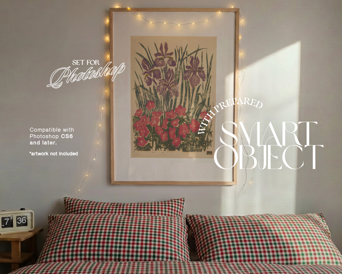 Vertical Frame Festive Bedroom Mockup