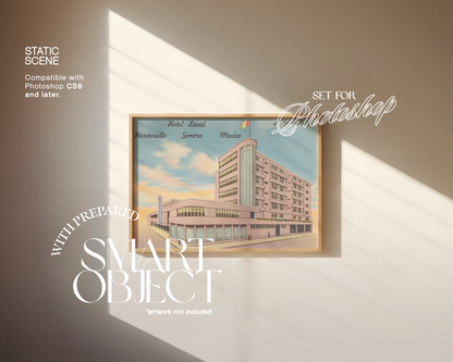 DIN A Horizontal Wood Frame in Minimalist Scene Mockup