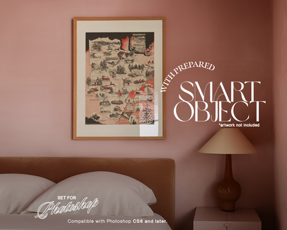 DIN A Vertical Frame in Pastel Pink Bedroom Mockup