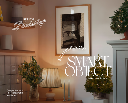 DIN A Wood Frame Festive Kitchen Mockup