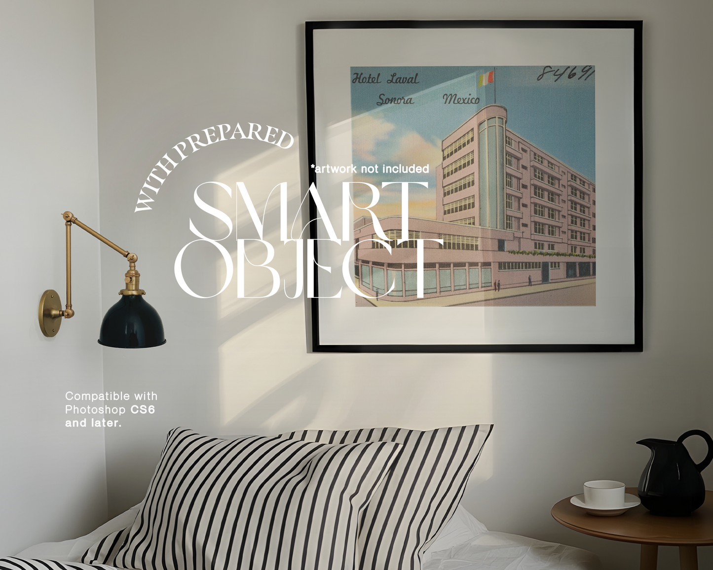 Square Black Frame in Minimalist Bedroom Mockup