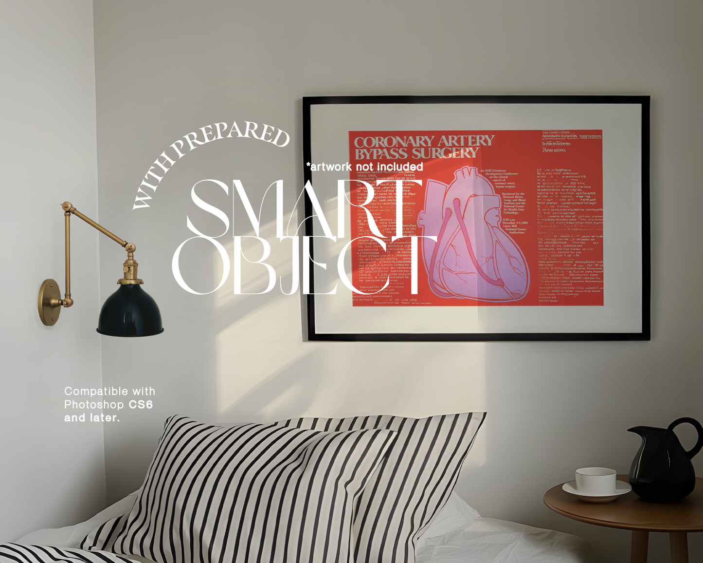 DIN A Landscape Black Frame in Bedroom Scene Mockup