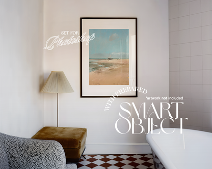 DIN A Black Frame in Retro Bathroom Interior