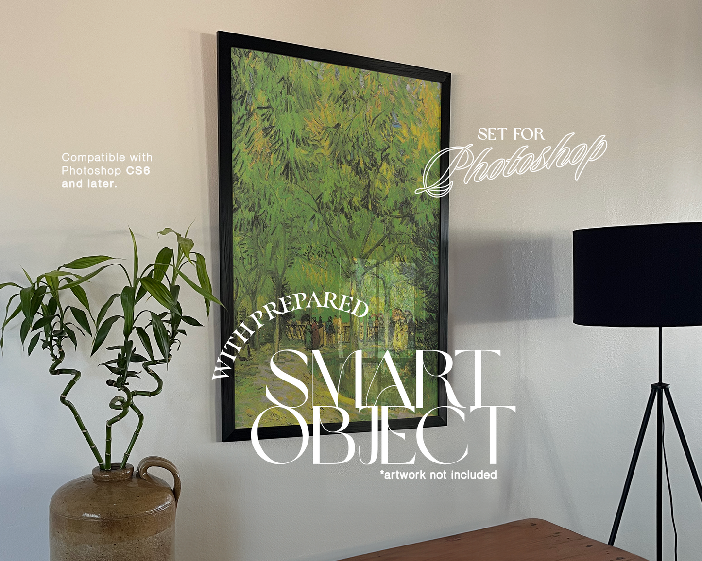 DIN A Black Frame in Minimal Japandi Mockup