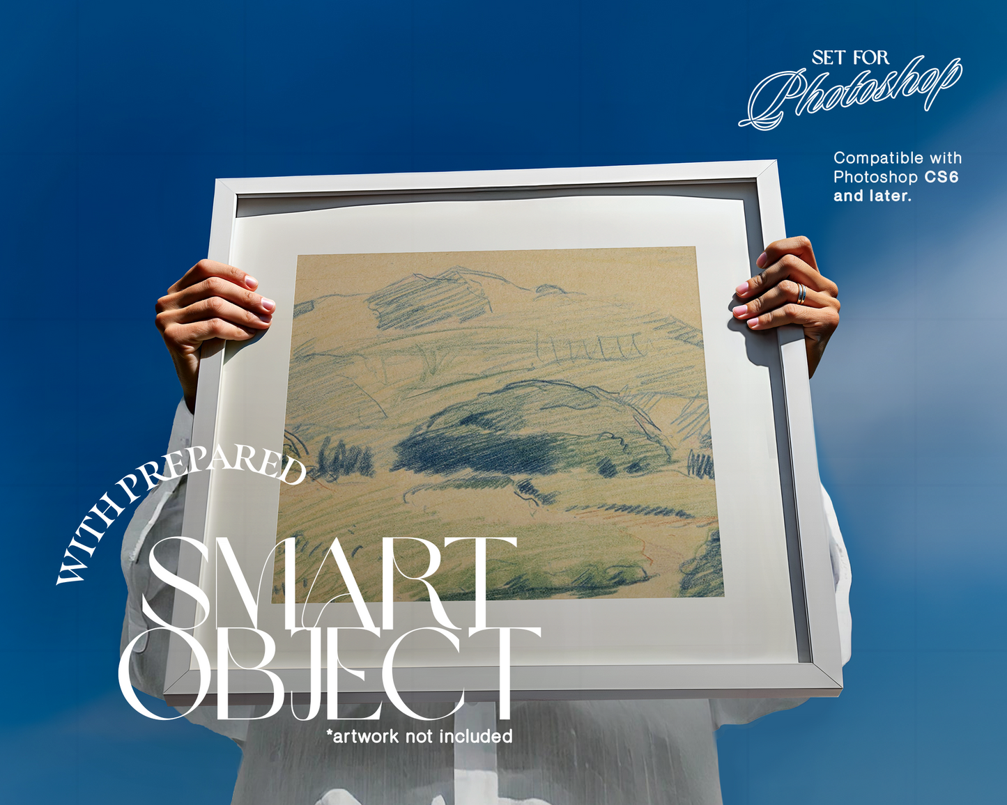 1x1 White Frame Blue Sky Mockup