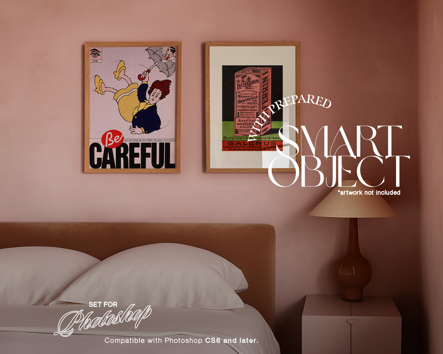 DIN A Wooden Frame Due Pastel Bedroom Mockup