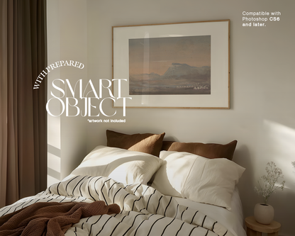 DIN A Landscape Frame in Cosy Bedroom Scene