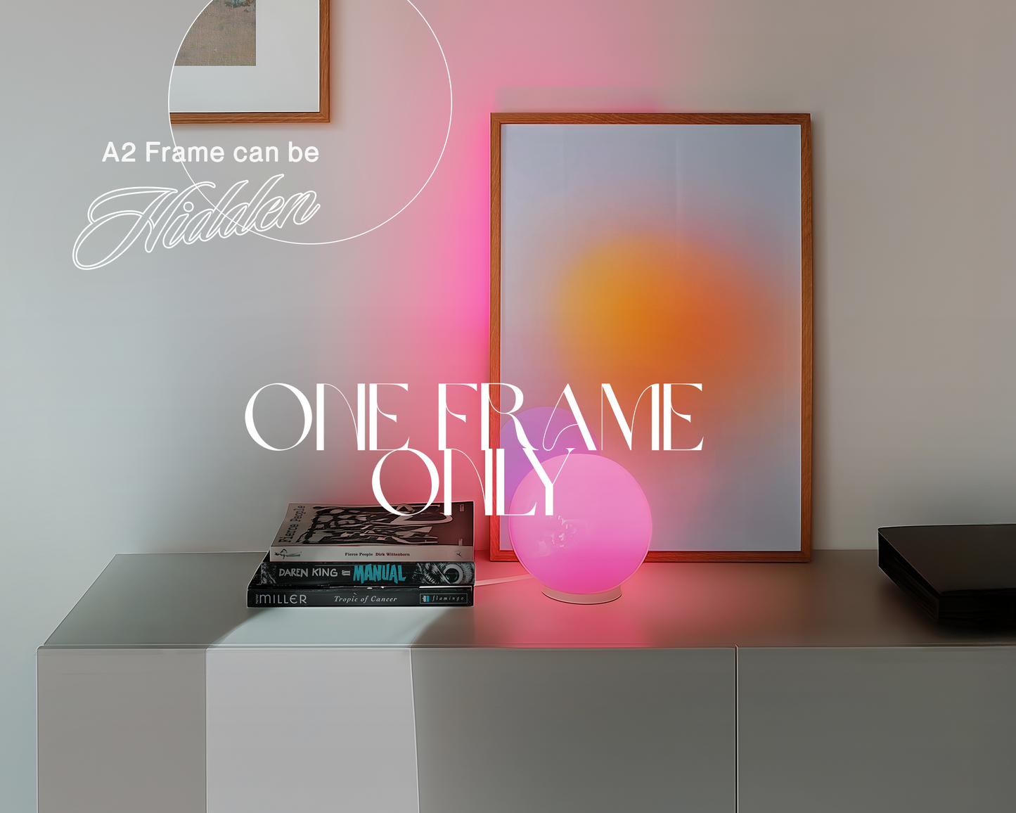 DIN A3 and Optional A2 Frame Pink Lamp Mockup