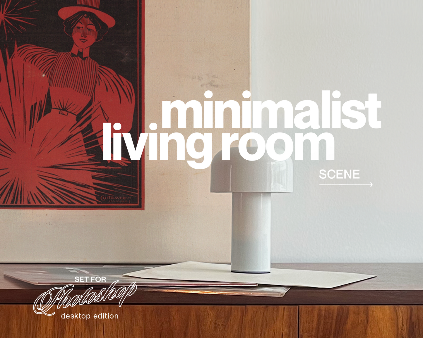 DIN A Vertical Canvas on Sideboard Mockup
