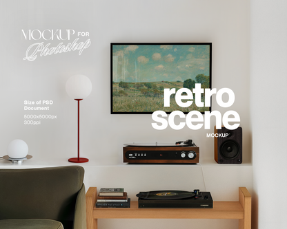 A3 Black Landscape Frame in Retro Minimalist Interior