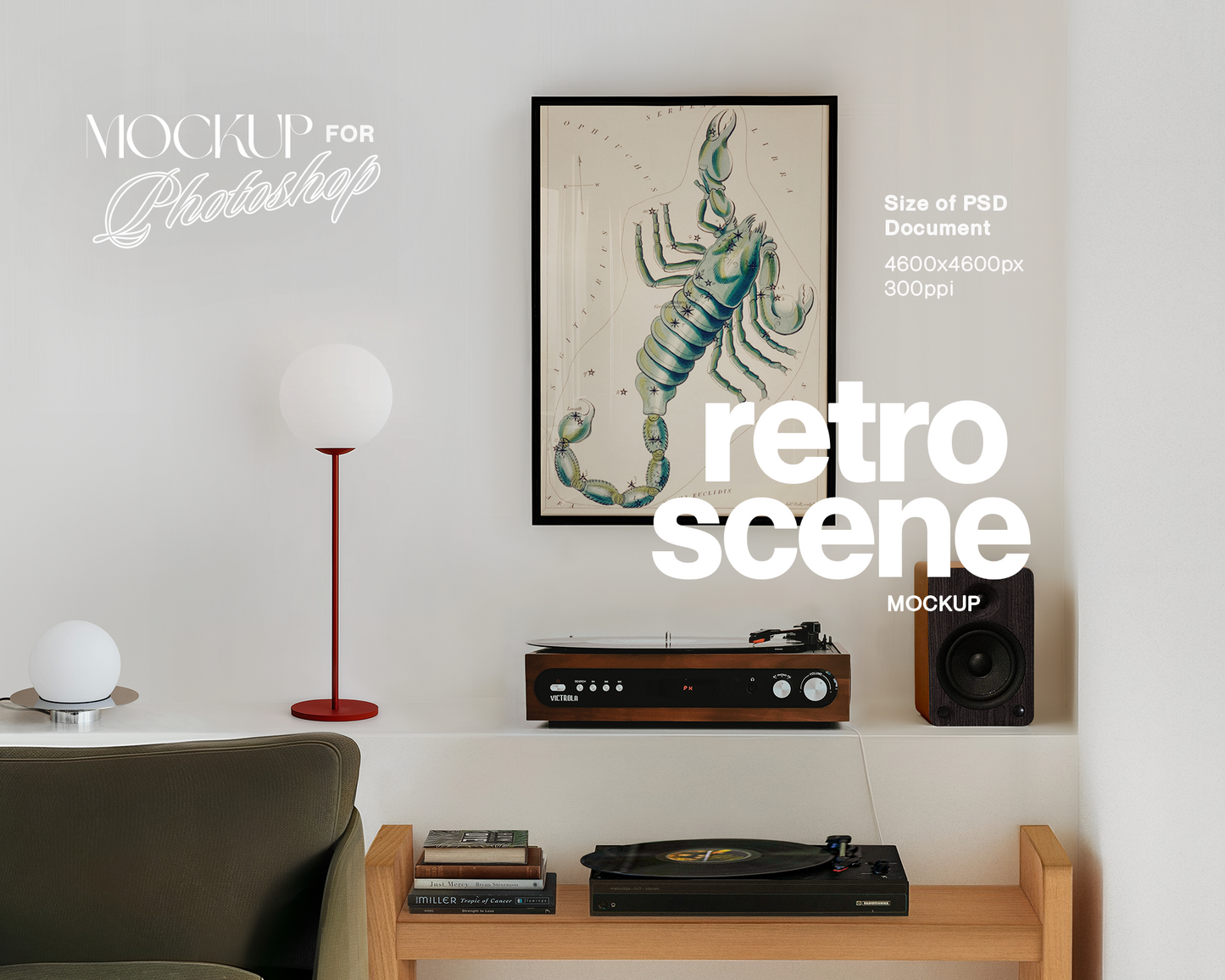 A3 Black Frame in Retro Minimalist Interior