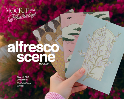 Three Postcards Bougainvillea Coastline Mockup