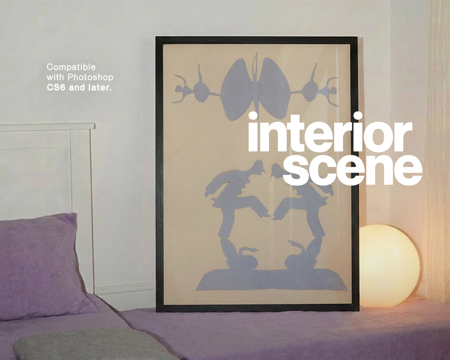 Black Frame in Aesthetic Retro Scene Mockup