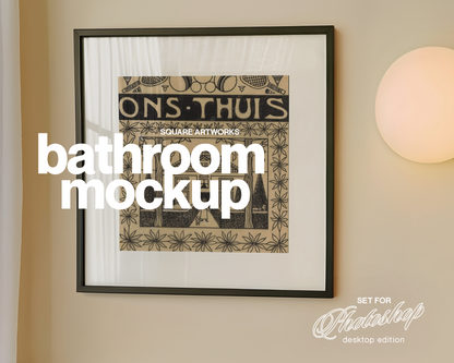 Square Frame in Retro Bathroom Mockup
