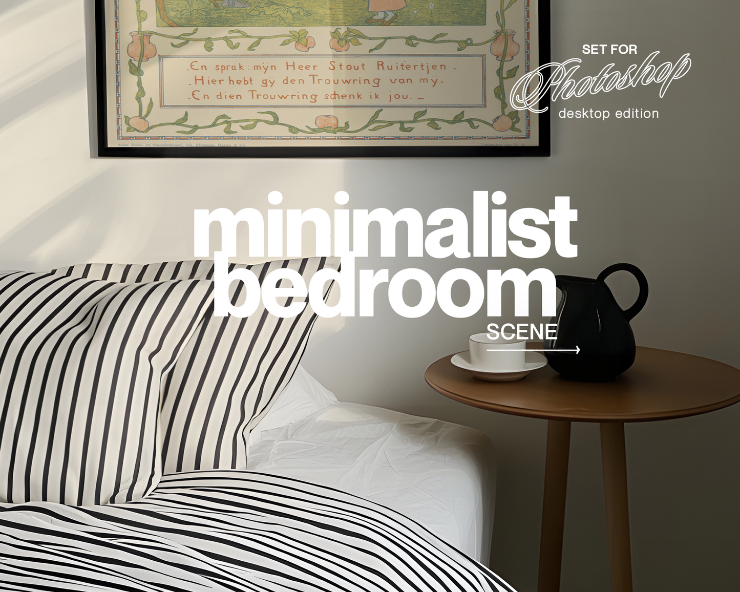 Square Black Frame in Minimalist Bedroom Mockup