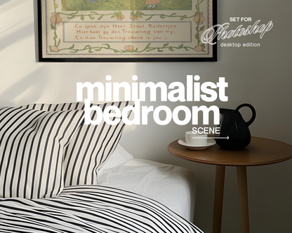 Square Black Frame in Minimalist Bedroom Mockup