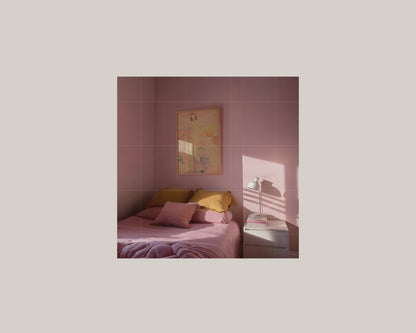 DIN A Frame Side-Angle View Pink Bedroom Mockup
