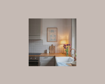 A3 Vertical Frame in Warmly Lit Kitchen Mockup
