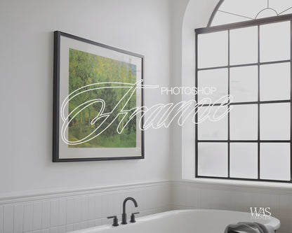 1x1 Black Frame Classic Bathroom Mockup