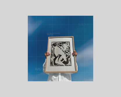 DIN A Wood Frame Blue Sky Mockup