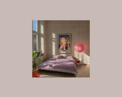 DIN A Vertical Frame Vibrant Bedroom Mockup